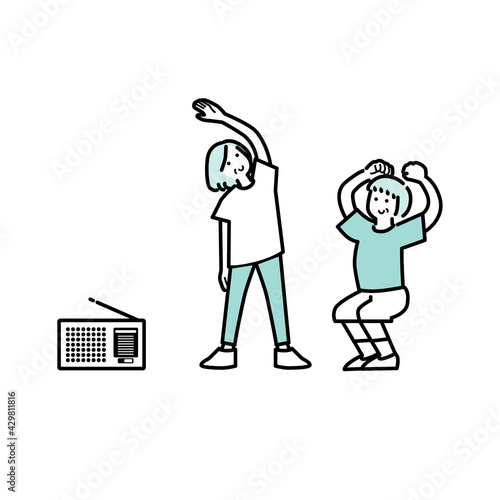 ラジオ体操をする人イラスト素材