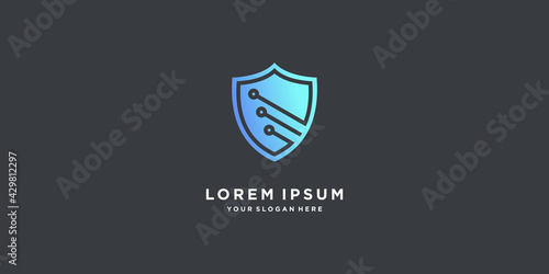 Shield logo design technology with gradient style color Free Download Shield logo design technology with gradient style color - GFXLoad