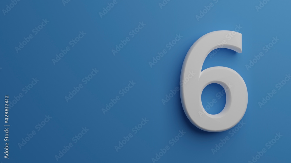 number six in blue background number six in blue background