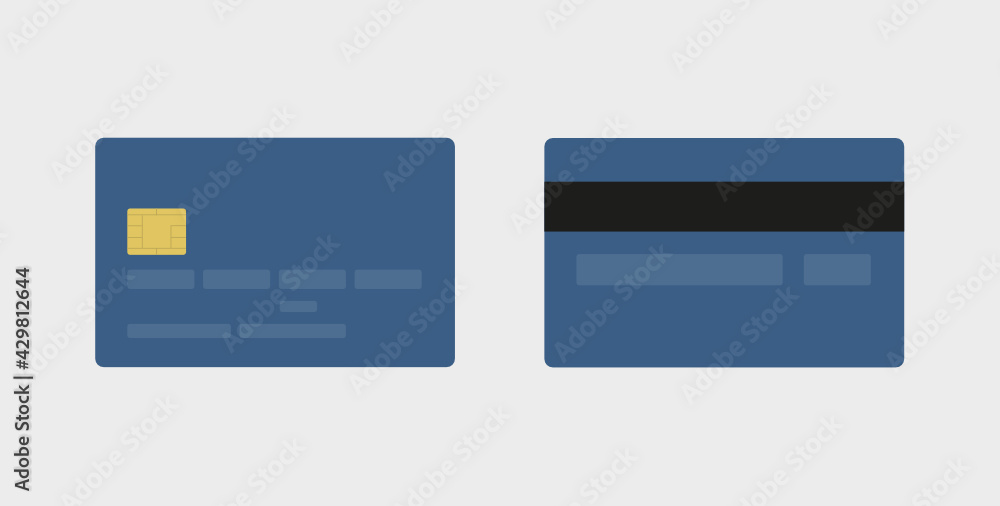 Bank plastic credit card without numbers isolated on white background - back and front side Bank plastic credit card without numbers isolated on white background - back and front side
