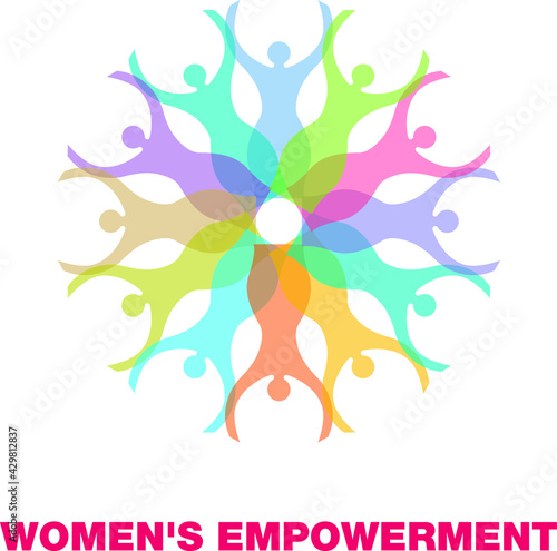 women empowerment logo vector isolated white background , colorful vector icon, Concept of woman unity.  flat sign and symbol