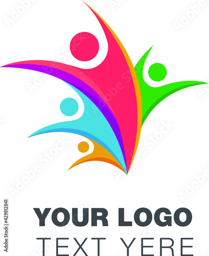 Youth Logo vector, Happy Business People. Business People having a Happy Life. Four people. Logo illustration