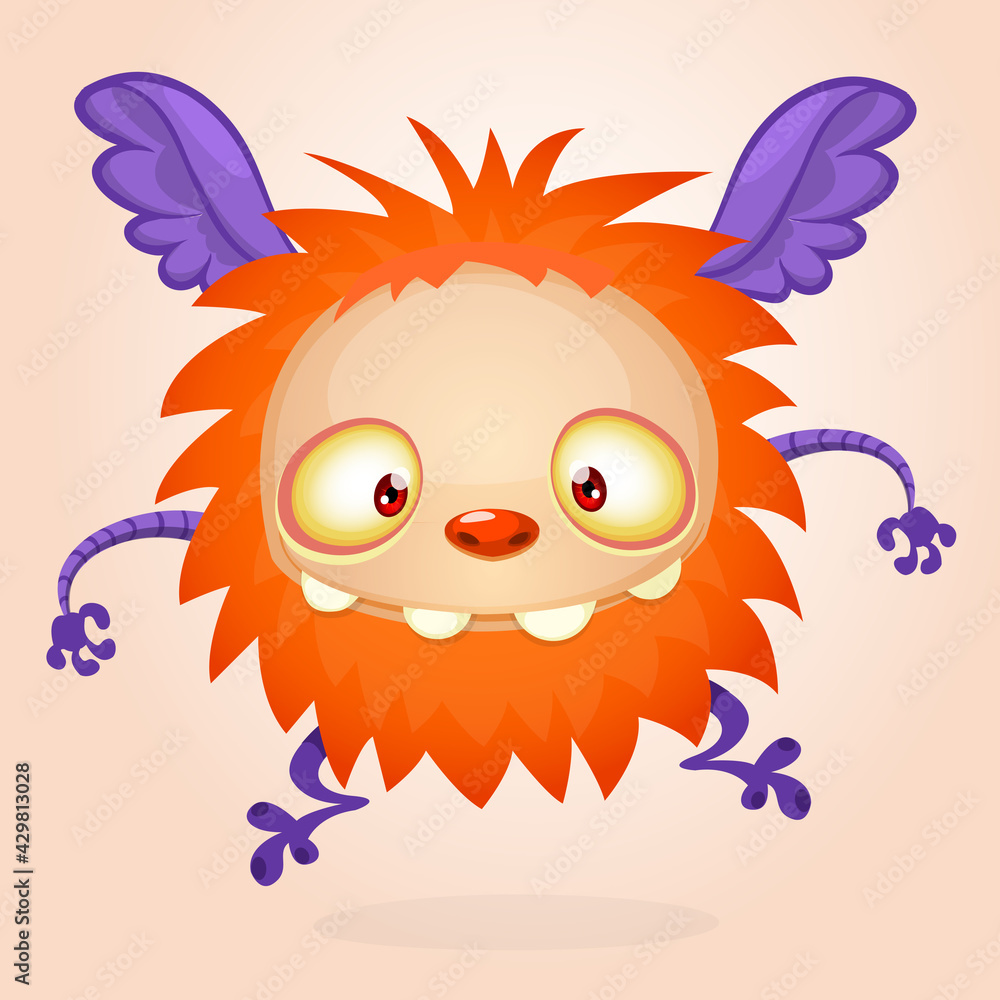 Happy cartoon monster. Halloween vector illustration of funny monster creature