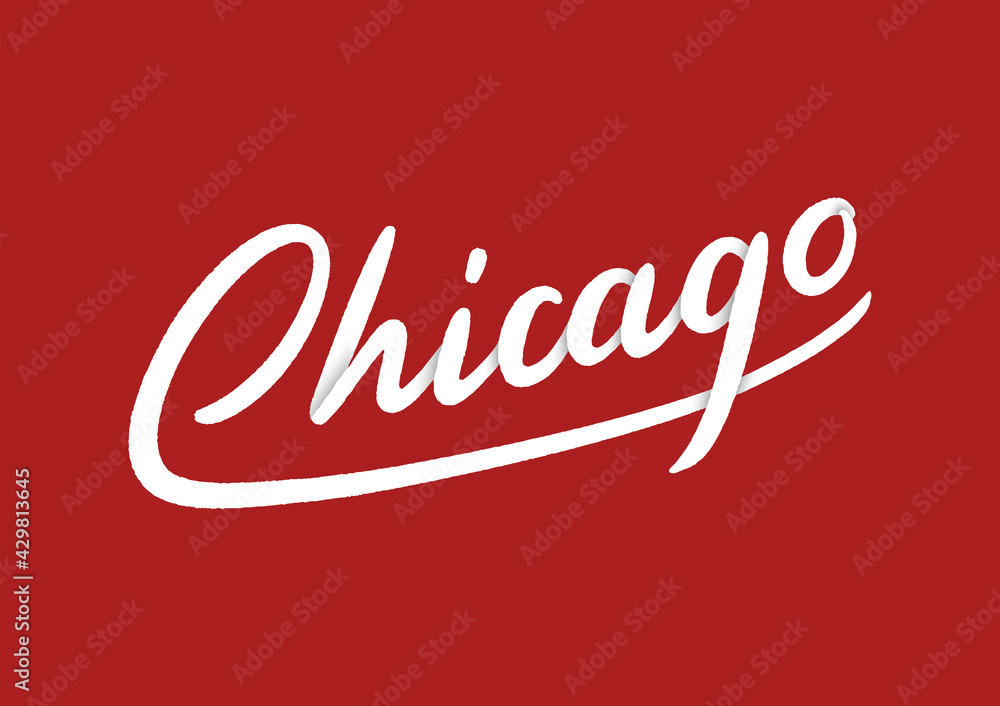 Chicago hand lettering with 3d style and shadows