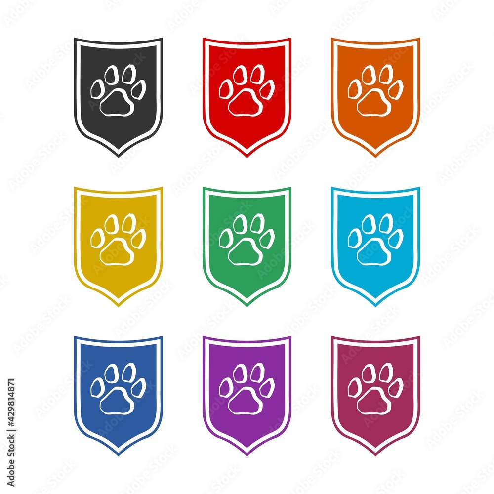 Dog Shield logo design isolated on white background color set Dog Shield logo design isolated on white background color set