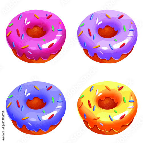 Set of donuts on a white background 