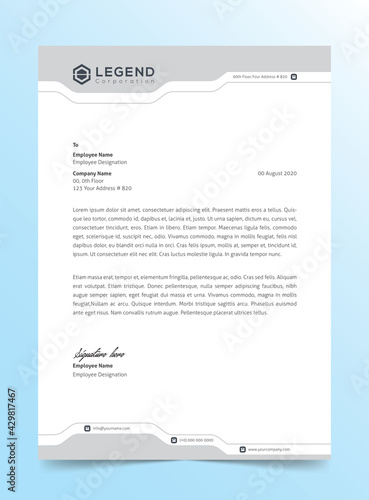 Gray Letterhead Design Template, gray letterhead background, Gray Modern Business Letterhead Design Black Abstract Design, Letterhead