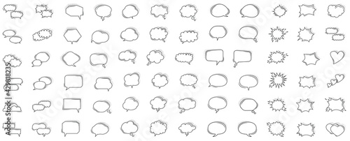 Cartoon talk bubble. Speech clouds, thinking bubbles and conversation text elements vector illustration set. Empty speech and thought bubbles in pop art style. Good scaling. Perfect transparency