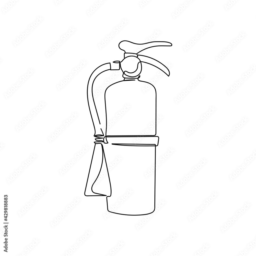 Surreal continuous one line of fire extinguisher in silhouette. Minimal style. Perfect for cards, party invitations, posters, stickers, clothing. Black abstract icon. Surreal continuous one line of fire extinguisher in silhouette. Minimal style. Perfect for cards, party invitations, posters, stickers, clothing. Black abstract icon.