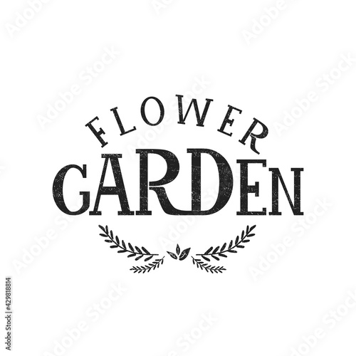 Flower Garden. Lettering in an ecological style