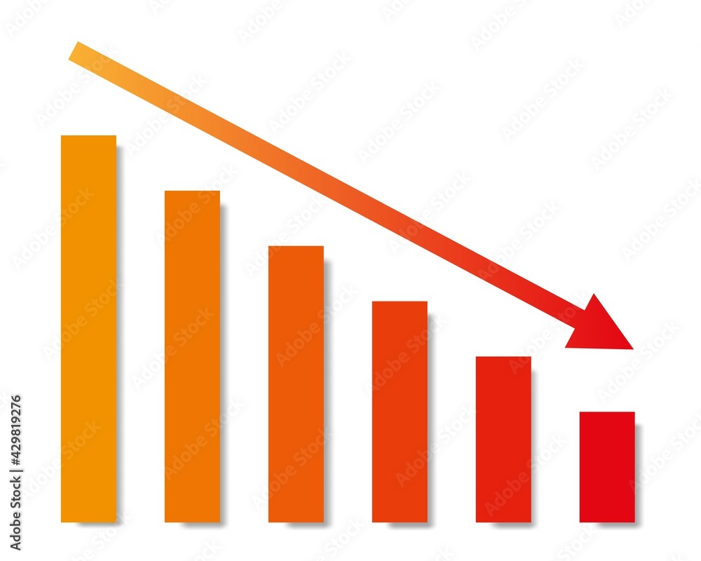 Graph with decrease report. Diagram with recession and bankruptcy progress. Business and finance vector Graph with decrease report. Diagram with recession and bankruptcy progress. Business and finance vector