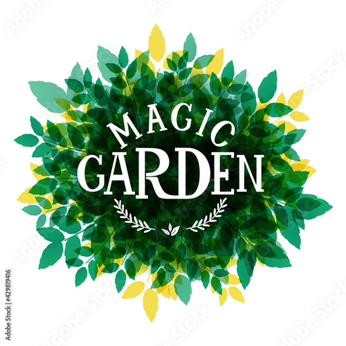 Magic Garden. Lettering in an ecological style