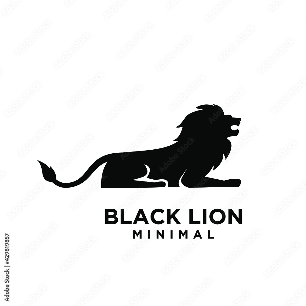 minimal black lion vector logo design