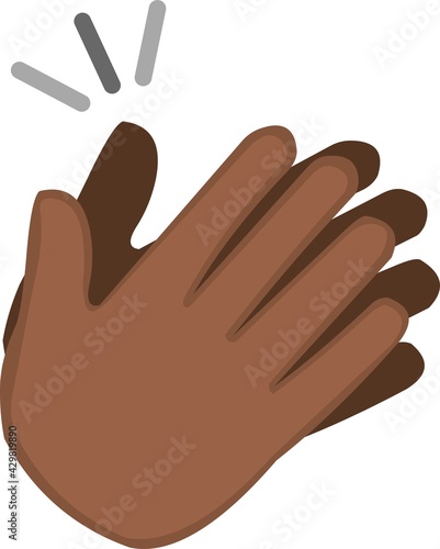 Vector emoticon illustration of a brown hands clapping