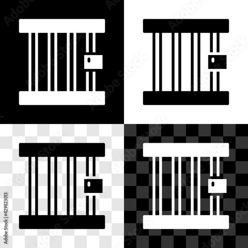 Set Prison window icon isolated on black and white, transparent background. Vector