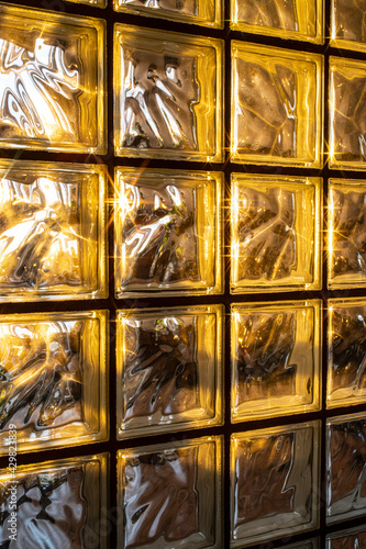 light in glass wall