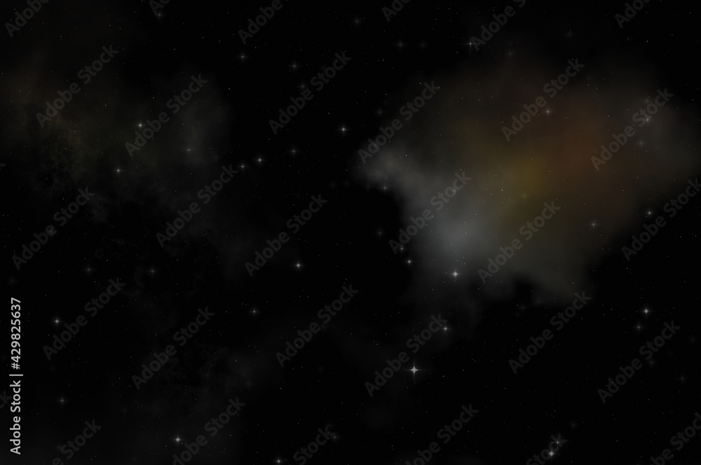 Star field in galaxy space with colorful nebula. Sci fi background of deep space. Ethereal wallpaper.