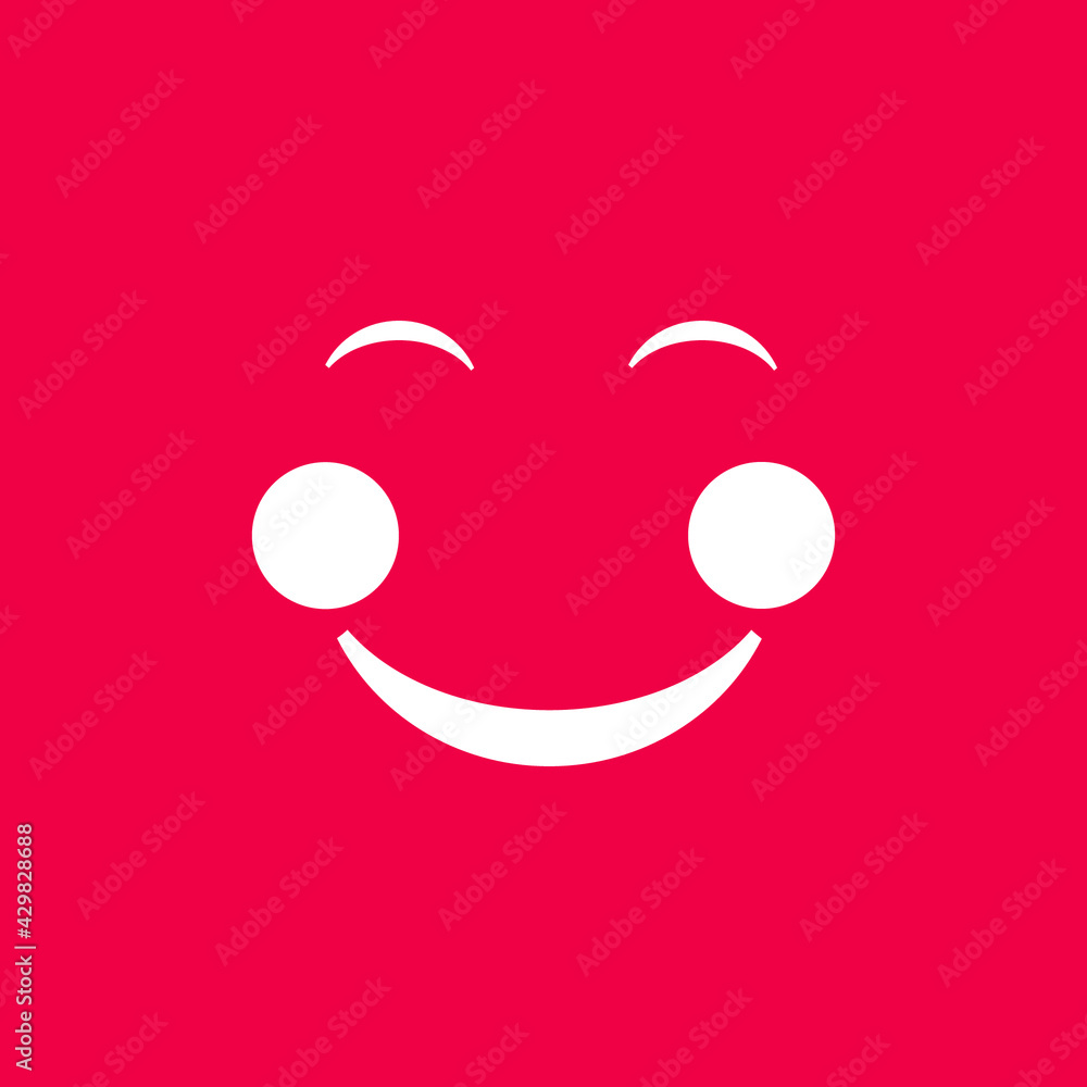Cute social media blushing face emoji on a red background. Royaltyfree