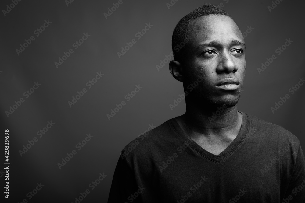 Portrait of young African man in black and white Portrait of young African man in black and white