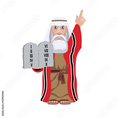 Moses with the tables of the Covenant. Vector clip art