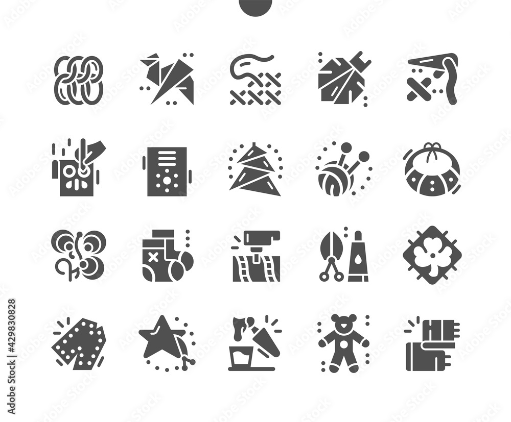 Digital crafts. Scissors and glue. Hobby, skill, handmade and creativity process. Origami, embroidery and sewing. Vector Solid Icons. Simple Pictogram Digital crafts. Scissors and glue. Hobby, skill, handmade and creativity process. Origami, embroidery and sewing. Vector Solid Icons. Simple Pictogram