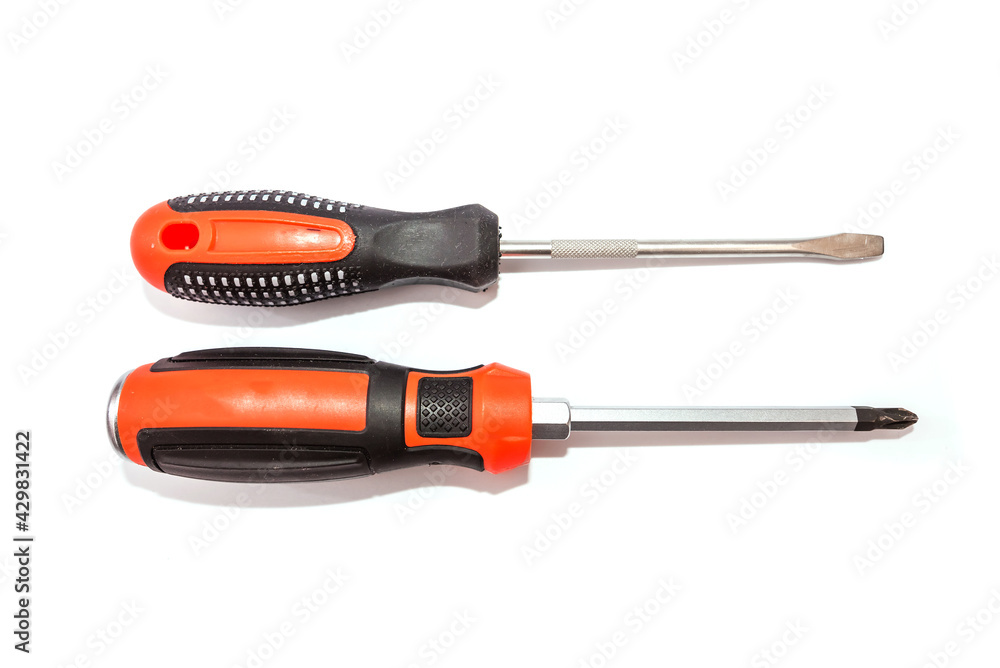 two screwdrivers isolated on white two screwdrivers isolated on white