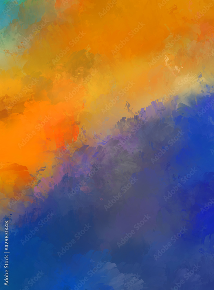 Fototapeta premium Artistic abstract background. Texture painted wallpaper. Creative illustration with strokes of paint. Brush pattern painting.