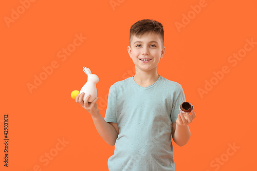 Cute little boy with chocol...