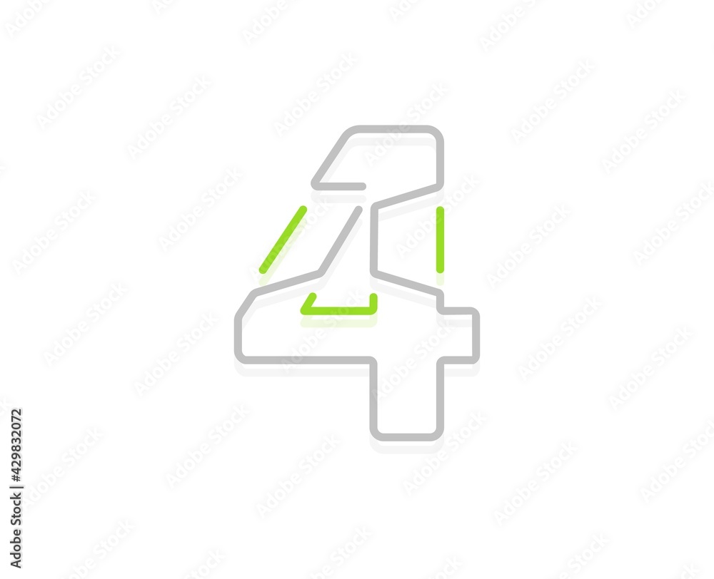 4 number ecology logo. Vector font for bio posters, spa emblem, vegan, herbal and botanical cards etc. 4 number ecology logo. Vector font for bio posters, spa emblem, vegan, herbal and botanical cards etc.