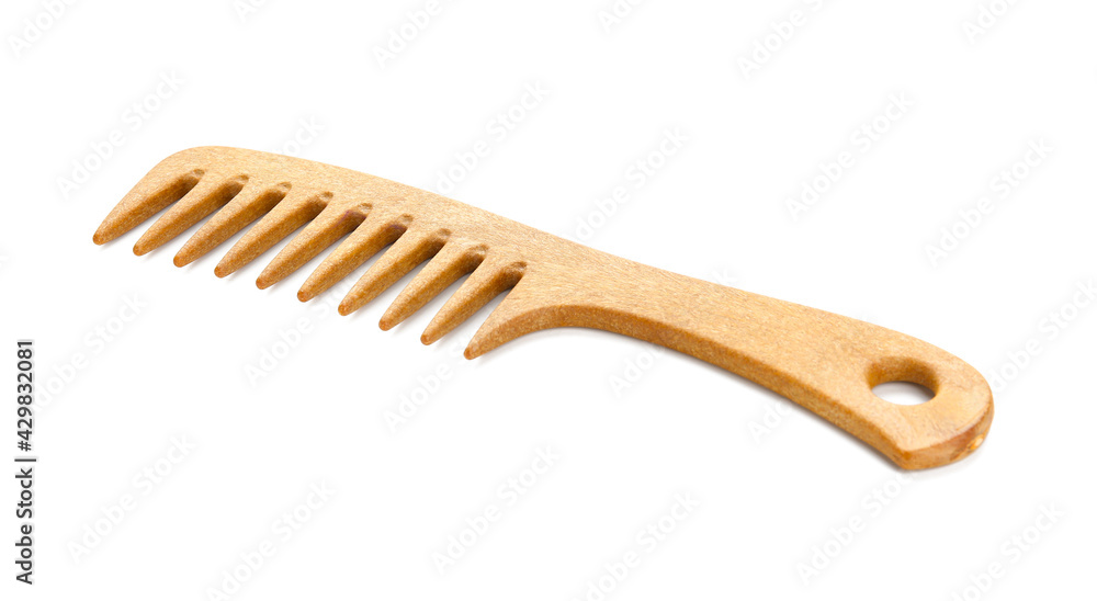 Wooden hair comb on white background Wooden hair comb on white background