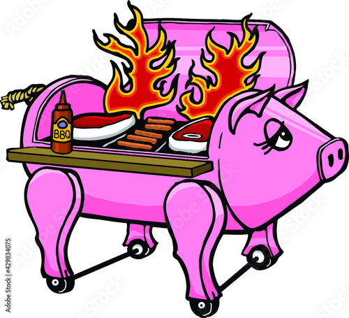A smoker in the shape of a hog