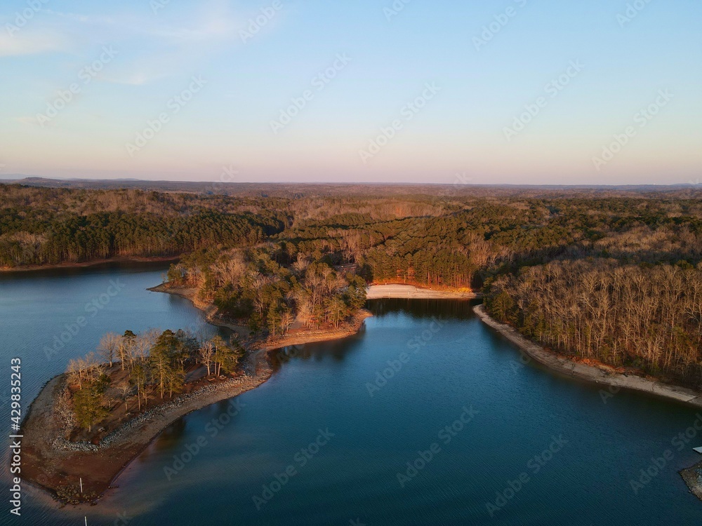 Fototapeta premium Beach and forest at sunset