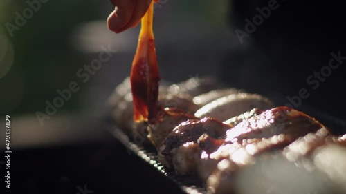 Juicy and delicious bbq grilled chicken on a summer day