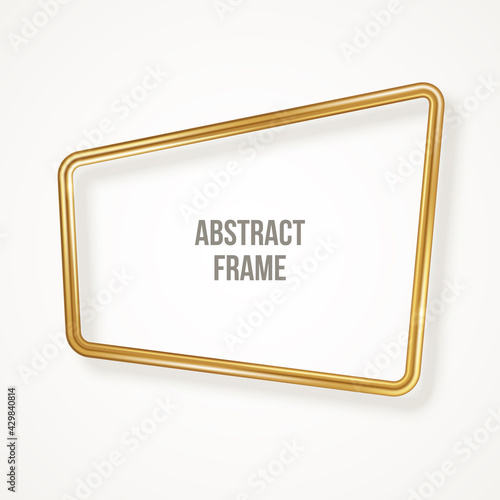 Retro 3d golden frame isolated on white background. Vector illustration. Vintage square label, promotional badge, gold wire rectangle speech bubbles for motivational quotes.