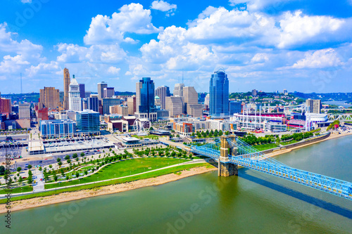 Aerial view of Cincinnati skyline Ohio USA  photo