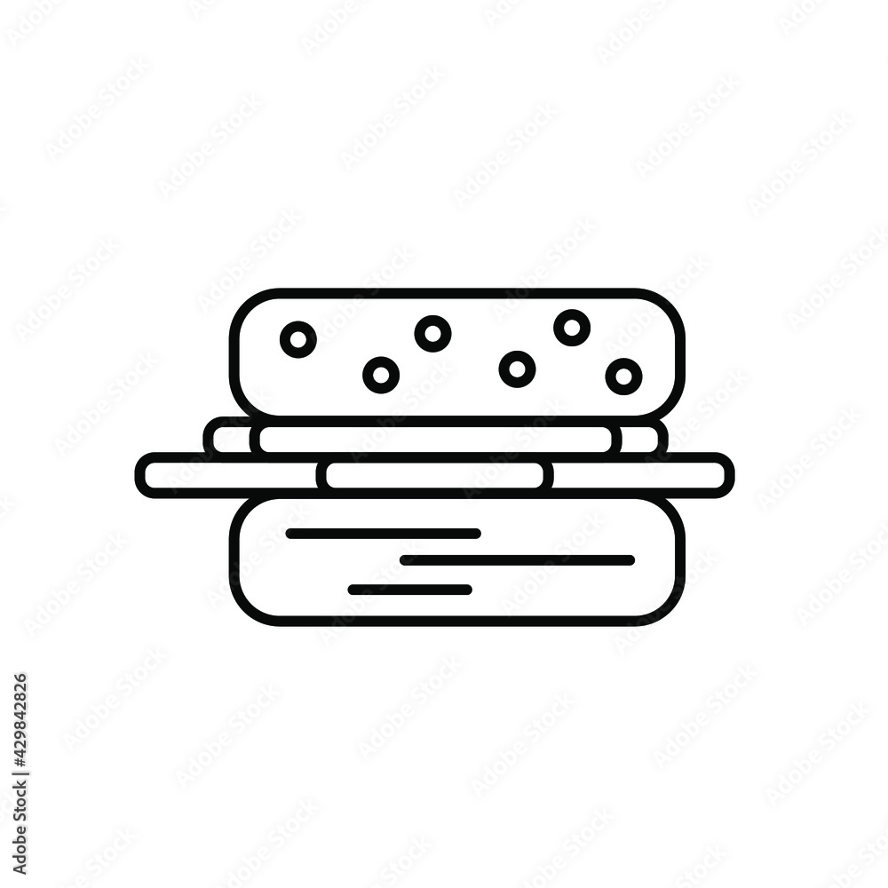 Vector icon, food illustration, square shape burger with cutlet Vector icon, food illustration, square shape burger with cutlet