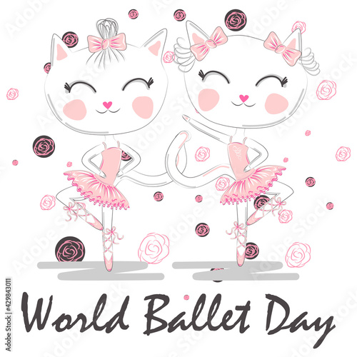 World Ballet Day, October. Young girl performing ballet dance conceptual