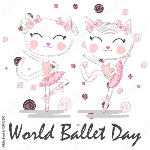 World Ballet Day, October. Young girl performing ballet dance conceptual