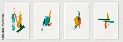 Creative minimalist hand painted Abstract art background with brush stroke abstract art. Design for wall decoration, postcard, poster or brochure, home decoration