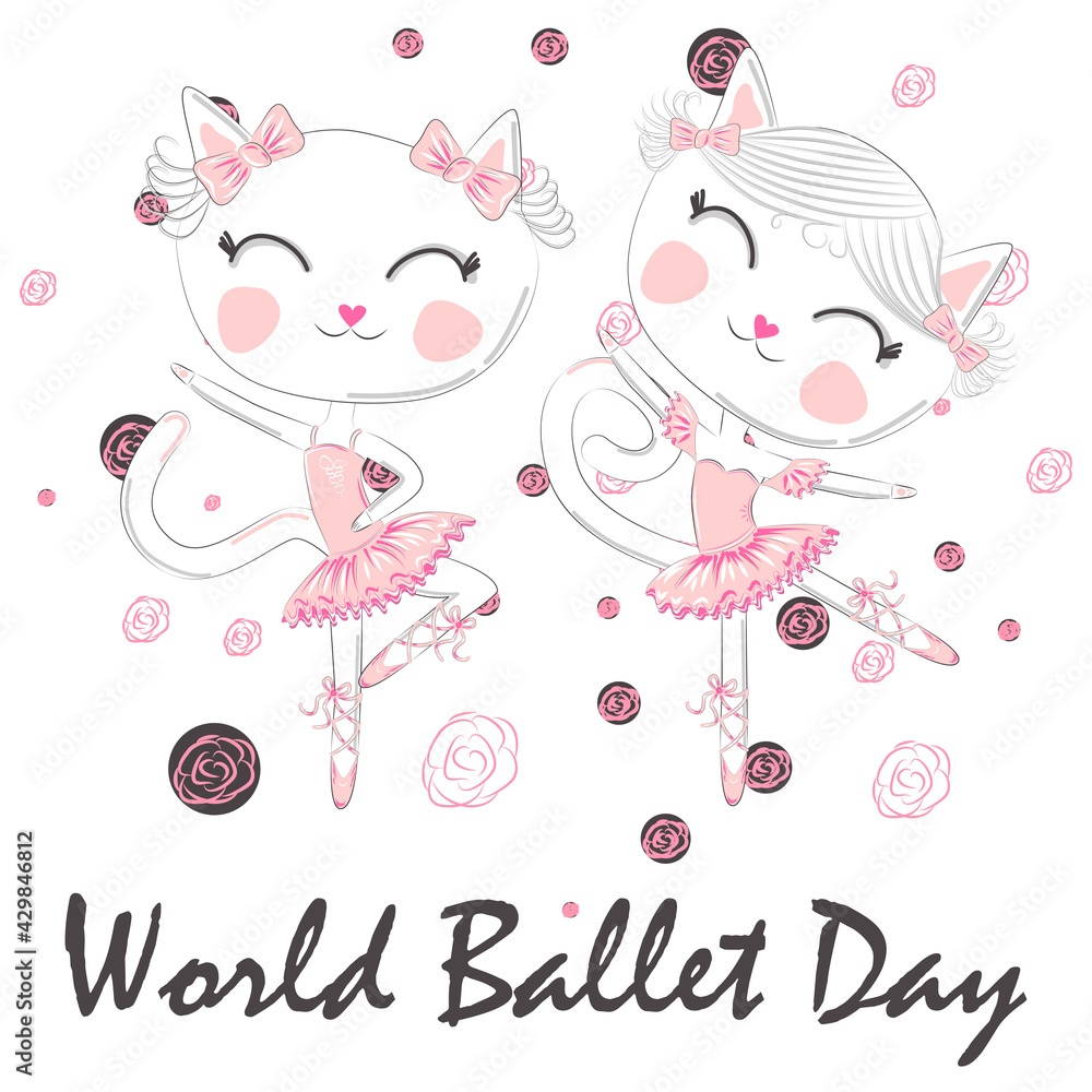 Obraz premium World Ballet Day, October. Young girl performing ballet dance conceptual