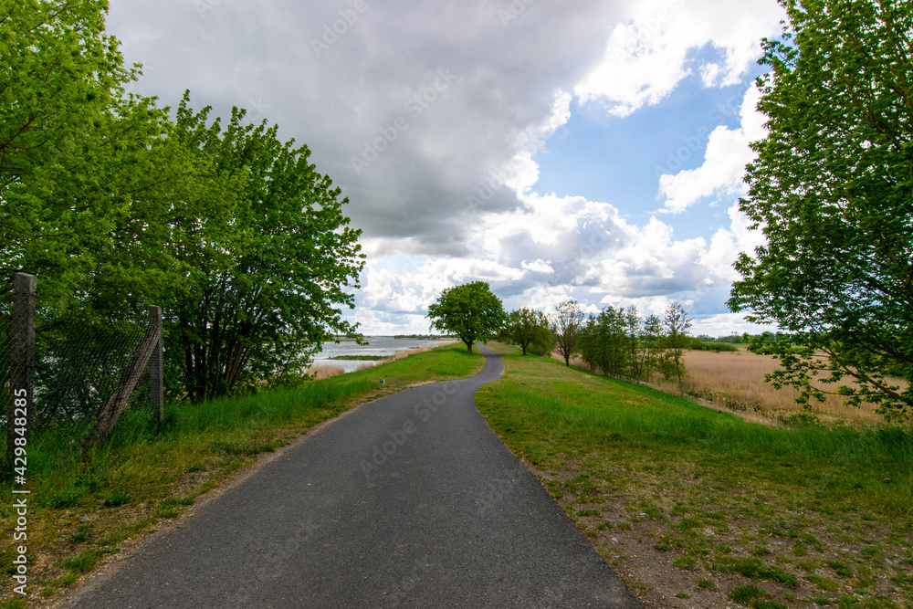 road in the countryside next to the river Oder 