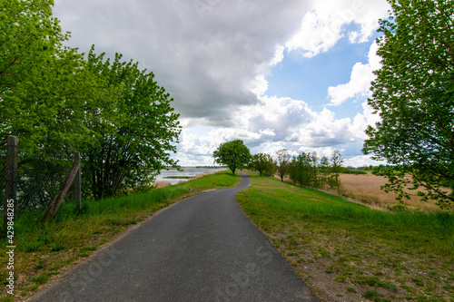 road in the countryside next to the river Oder 