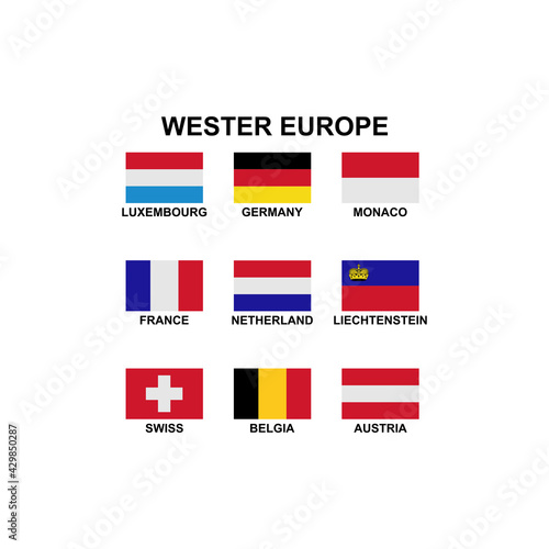 Free Download the flags of the countries in the Western Europe icon set vector sign symbol - GFXLoad