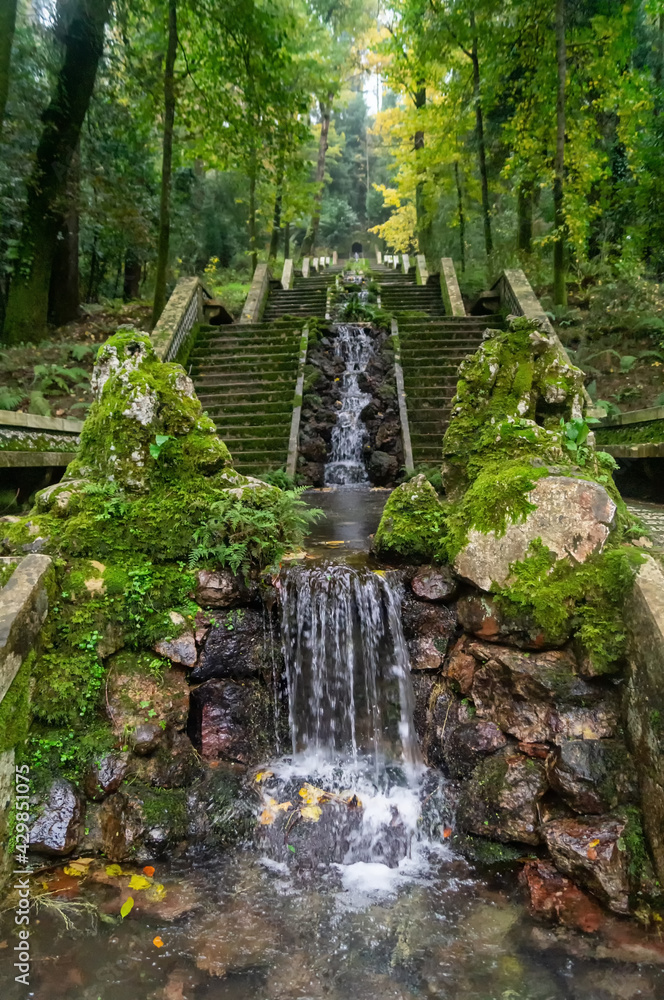The famous staircase in the Bussaco forest in Portugal