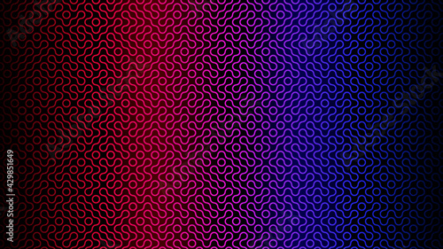 Truchet Texture Seamless Gradient Red Blue Purple Abstract Background. Video Game, Card, Banner, Promotion, Template, Presentation, Education, Sports, Website.