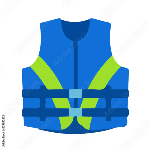 Life Jacket Safety Protection Colorful Isolated on White Background Flat Graphic Illustration