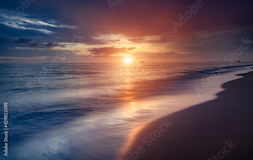Sunset on the beach. © NPD stock