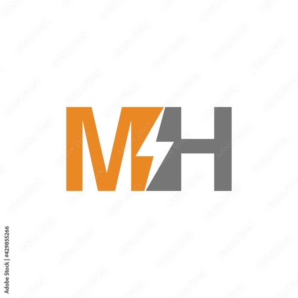 Letter MH lightning logo icon design template Letter MH lightning logo icon design template