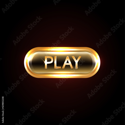 Gold button Play. VIP luxury button Play. Vector illustration.