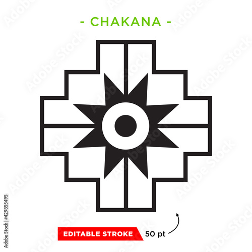 Inca Cross Chakana, Inti Raymi Ecuador, Peru emblematic symbol of an ancestral and cultural celebration of the Andean peoples for the winter solstice. Ethnic folk image. Tribe motif. Tribal. Pachamama